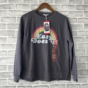 Wild Fox NWT Easy Does it Crew Neck Casual Soft Stretch Sweater Rainbow Sz XS